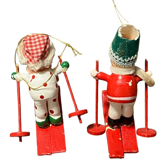 Vintage Wooden Sking Solider & Clown Christmas Ornaments Lot of 2 - Picture 3 of 5